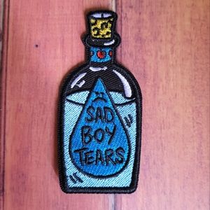 Sad Boy Tears Witch Bottle Emo Embroidered Iron on Patch